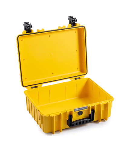 B&W Outdoor Case Type 5000 (PP.221): Yellow - Three-Quarter Front Open