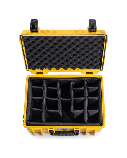 B&W Outdoor Case Type 5000 (PP.221): Yellow - Top View Open Dividers