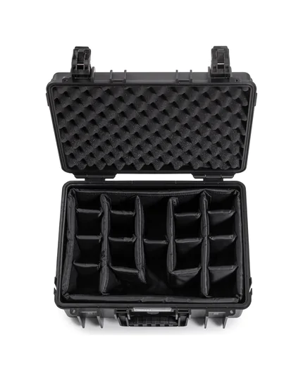 B&W Outdoor Case Type 5000 (PP.221): Black - Top View Open Dividers