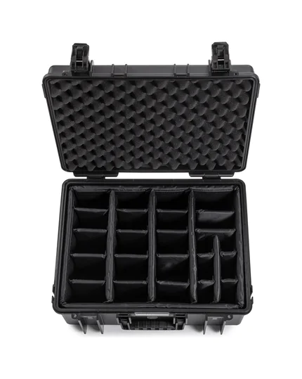 B&W Outdoor Case Type 6000 (PP.326): Black - Top View Open Dividers