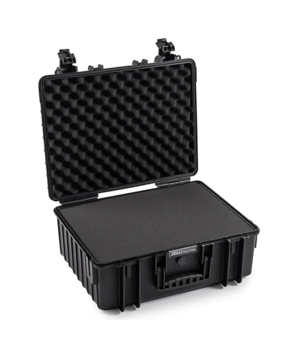 B&W Outdoor Case Type 6000 (PP.326): Black - Three-Quarter Front Open Foam