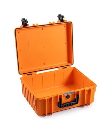 B&W Outdoor Case Type 6000 (PP.326): Orange - Three-Quarter Front Open