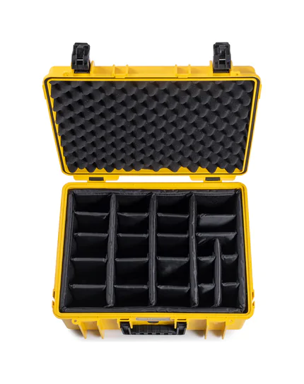 B&W Outdoor Case Type 6000 (PP.326): Yellow - Top View Open Dividers