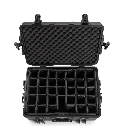 B&W Outdoor Case Type 6500 (PP.510): Black - Top View Open Dividers