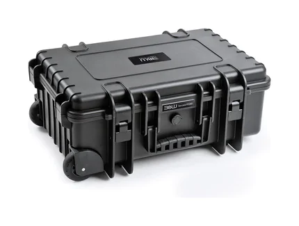 B&W Outdoor Case Type 6600 (PP.260) with Wheels: Black - Three-Quarter Front