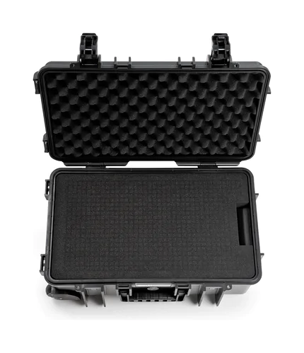 B&W Outdoor Case Type 6600 (PP.260) with Wheels: Black - Top View Open Foam