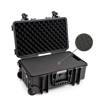 B&W Outdoor Case Type 6600 (PP.260) with Wheels: Black - Foam Graphic