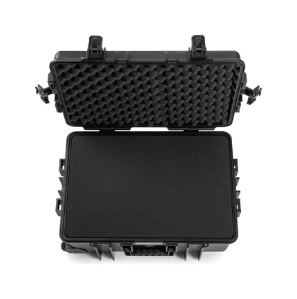 B&W Outdoor Case Type 6700 (PP.428) with Wheels: Black - Top View Open Foam
