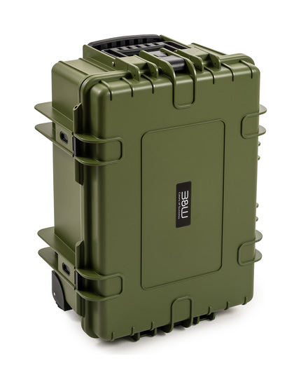 B&W Outdoor Case Type 6700 (PP.428) with Wheels: Bronze Green - Three-Quarter Front Upright