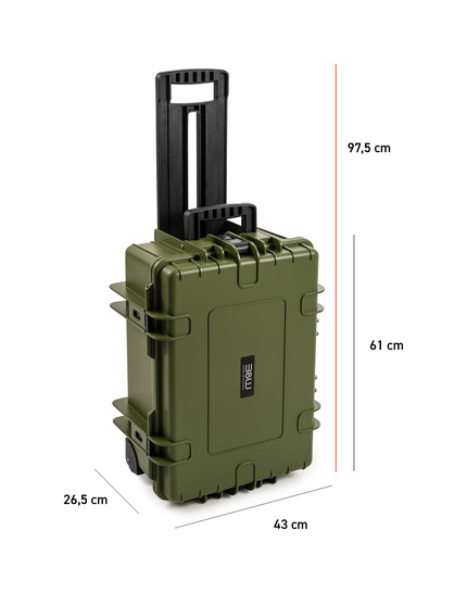 B&W Outdoor Case Type 6700 (PP.428) with Wheels: Bronze Green - Measurment graph