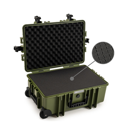 B&W Outdoor Case Type 6700 (PP.428) with Wheels: Bronze Green - Foam Graphic
