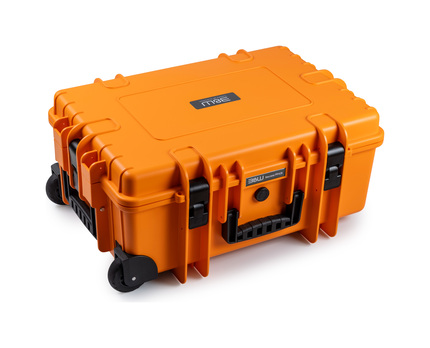 B&W Outdoor Case Type 6700 (PP.428) with Wheels: Orange - Three-Quarter Front