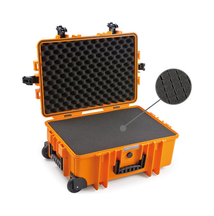 B&W Outdoor Case Type 6700 (PP.428) with Wheels: Orange - Foam Graphic