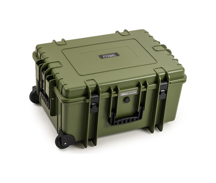 B&W Outdoor Case Type 6800 (PP.709) with Wheels:  Bronze Green - Three-Quarter Front