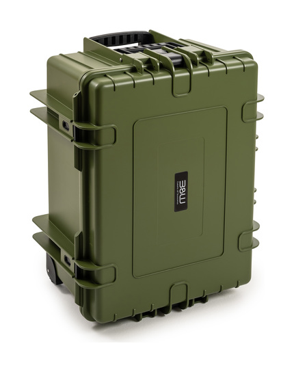 B&W Outdoor Case Type 6800 (PP.709) with Wheels: Bronze Green - Three-Quarter Front Upright