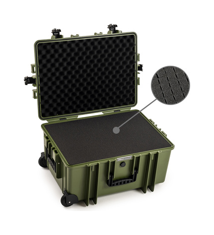 B&W Outdoor Case Type 6800 (PP.709) with Wheels: Bronze Green - Foam Graphic