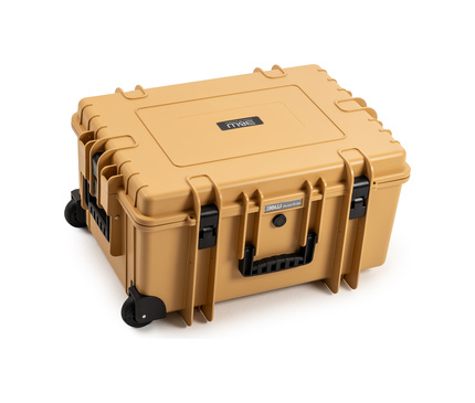 B&W Outdoor Case Type 6800 (PP.709) with Wheels: Desert Tan - Three-Quarter Front
