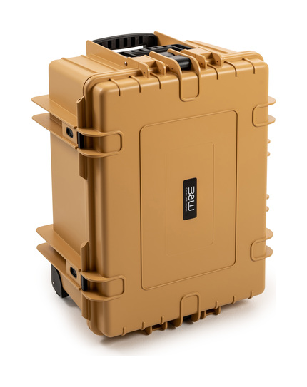 B&W Outdoor Case Type 6800 (PP.709) with Wheels: Desert Tan - Three-Quarter Front Upright