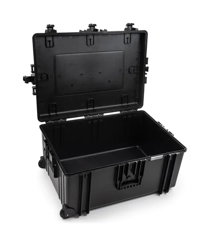 B&W Outdoor Case Type 7800 (PP.1570) with Wheels: Black - Three-Quarter Front Open