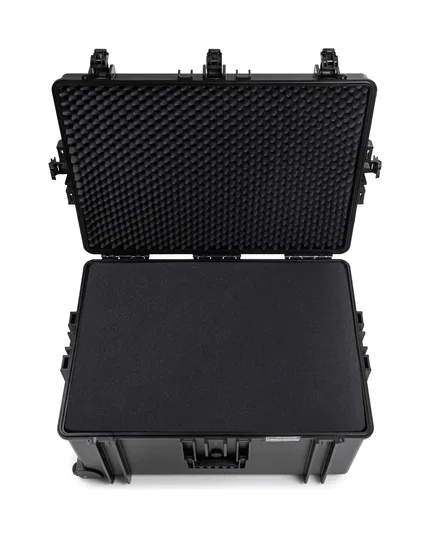 B&W Outdoor Case Type 7800 (PP.1570) with Wheels: Black - Top View Open Foam