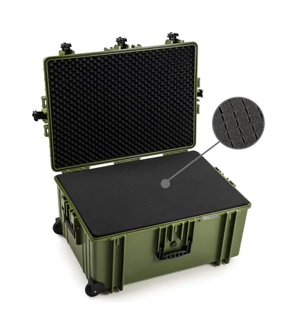 B&W Outdoor Case Type 7800 (PP.1570) with Wheels: Bronze Green - Foam Graphic