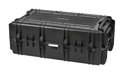 Explorer 10840 Waterproof Case With Wheels - Black - Front view showing edge castors