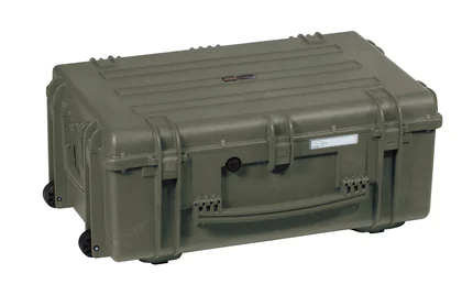 Explorer 7630 Waterproof Case With Wheels - Olive Green - Side View Showing Side Carry Handle