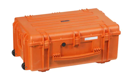 Explorer 7630 Waterproof Case With Wheels - Orange - Side View Showing Side Carry Handle