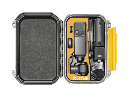 HPRC 1400 Case for DJI Osmo Pocket 4 Combo Creator Kit - Inside view with equipment