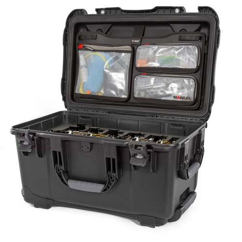 NANUK 938 6 UP Gun Case with Wheels - With Lid Organiser
