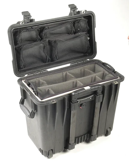 Peli 1440 Top-Loader Case - Black - Inside view with Utility Divider Set.