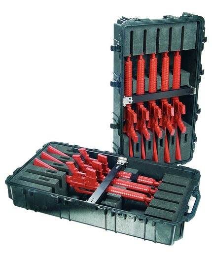 Peli 1780RF Rifle Case - Inside view with contents (lid and base separated)