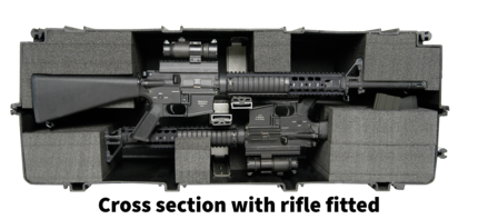 Peli 1780RF Rifle Case - Cross-section view with rifle in the case