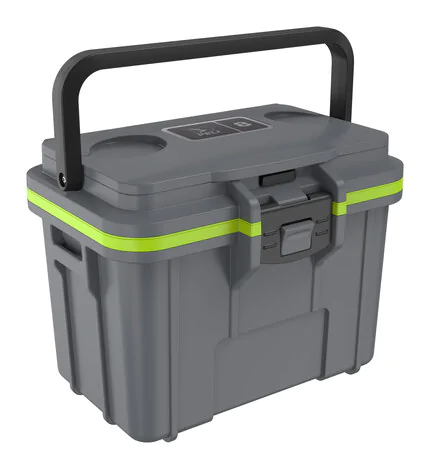 Peli 8QT Personal Cooler: Dark Gray - Green Closed