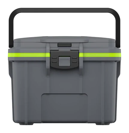 Peli 14QT Personal Cooler: Dark Gray - Green Closed