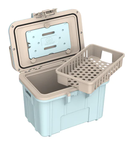 Peli 8QT Personal Cooler: Jungle Mist - Tan Open