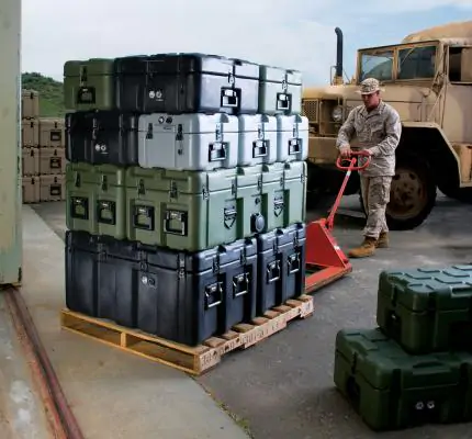Peli ISP2 Rotomoulded Cases stacked on Europallet