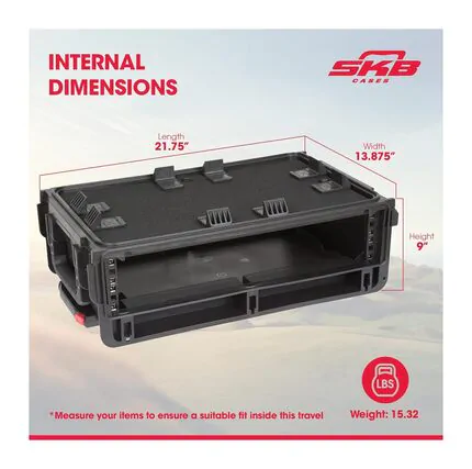 SKB 1SKB-ISF2U Injection Moulded 2U Studio Flyer Rack Case with Wheels