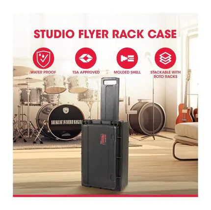 SKB 1SKB-ISF2U Injection Moulded 2U Studio Flyer Rack Case with Wheels