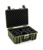 B&W Outdoor Case Type 5000 (PP.221): Bronze Green - Three-Quarter Front Open Dividers