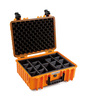 B&W Outdoor Case Type 5000 (PP.221): Orange - Three-Quarter Front Open Dividers