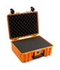 B&W Outdoor Case Type 5000 (PP.221): Orange - Three-Quarter Front Open Foam
