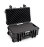 B&W Outdoor Case Type 6600 (PP.260) with Wheels: Black - Three-Quarter Front Open Foam