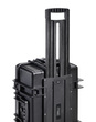 B&W Outdoor Case Type 6700 (PP.428) with Wheels: Black - Three-Quarter Front Upright Handel Extended Rear View
