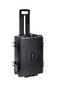 B&W Outdoor Case Type 6700 (PP.428) with Wheels: Black - Three-Quarter Front Upright Handel Extended