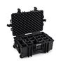 B&W Outdoor Case Type 6700 (PP.428) with Wheels: Black - Three-Quarter Front Open Dividers