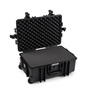 B&W Outdoor Case Type 6700 (PP.428) with Wheels: Black - Three-Quarter Front Open Foam