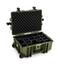 B&W Outdoor Case Type 6700 (PP.428) with Wheels: Bronze Green - Three-Quarter Front Open Dividers