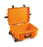 B&W Outdoor Case Type 6700 (PP.428) with Wheels:  Orange - Three-Quarter Front Open