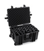 B&W Outdoor Case Type 6800 (PP.709) with Wheels: Black - Three-Quarter Front Open Dividers